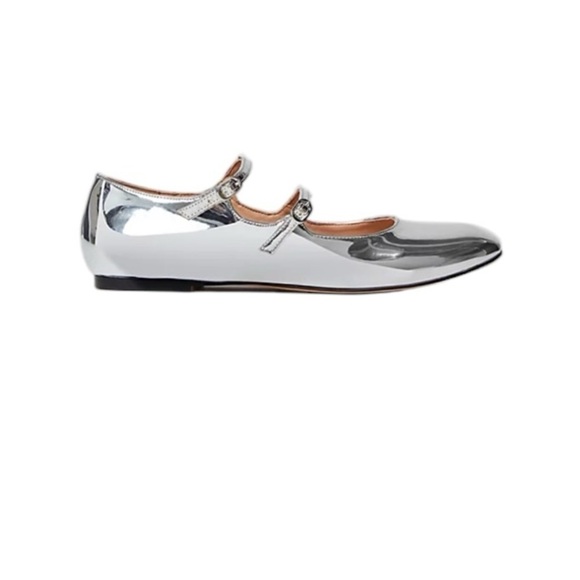 Urban Outfitters - NWOB Silver Double Strap Mary Jane Flats Sz 9 - Picture 2 of 9